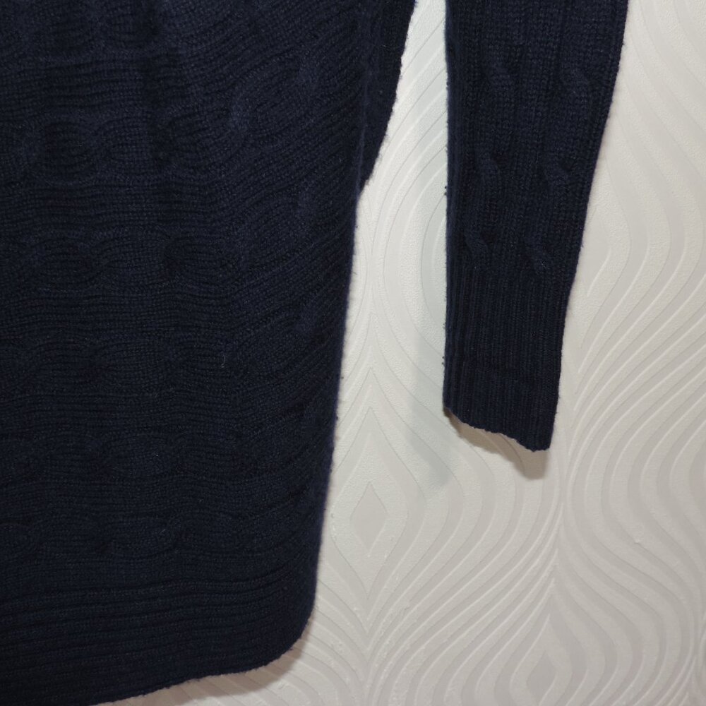 RALPH LAUREN Black Label sz M Navy Blue Cashmere Circle Sweater Cable Knit - Picture 9 of 16